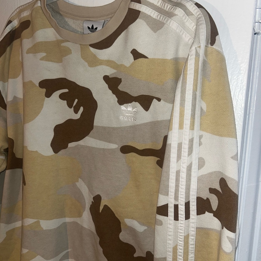 Adidas Beige and White Sweatshirt